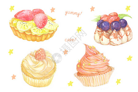 水果松饼蛋糕甜点插画素材插画