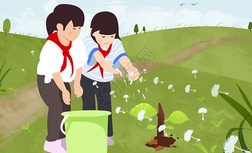 植树节浇水小学生高清图片