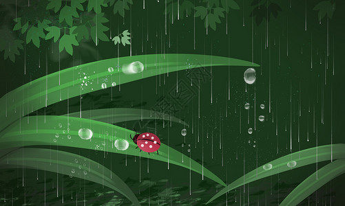 高清小草素材雨水谷雨节气插画壁纸插画