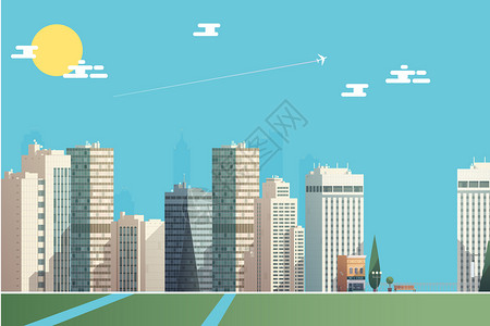 卡通城市矢量建筑背景图片