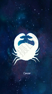 蓝色系列巨蟹座 十二星座系列插画插画