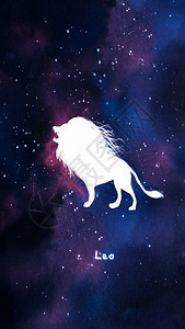狮子座十二星座系列插画背景图片