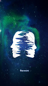 双子座十二星座系列插画背景图片