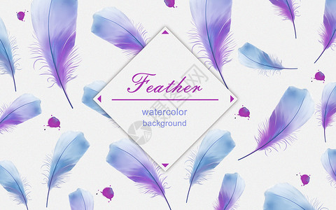 紫色手绘花瓣小清新羽毛素材设计图片