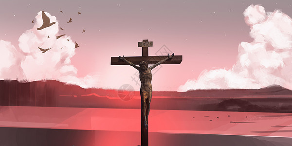 复活节风景插画素材下载高清图片