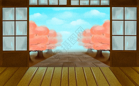 庭院樱花背景图片