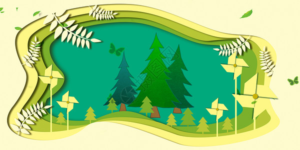 植树节创意矢量绿色树叶高清图片
