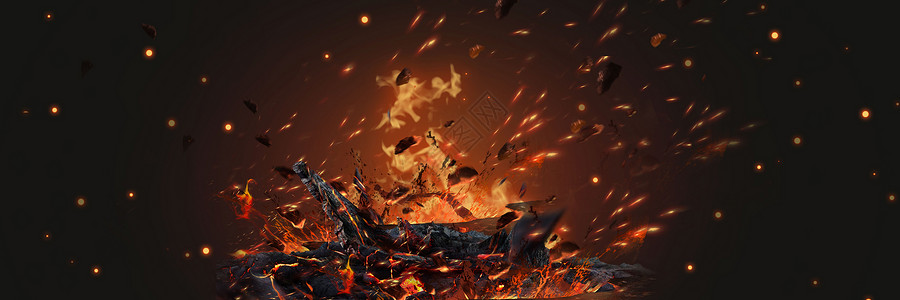 巨岩酷炫火焰背景设计图片