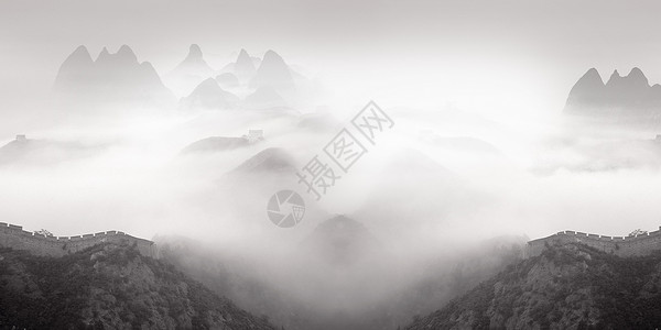 忧郁的雾山色背景设计图片
