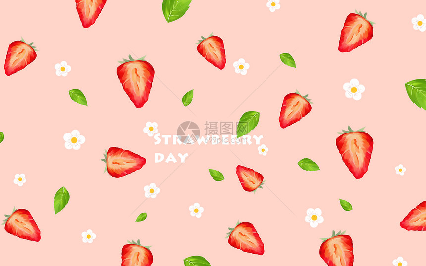草莓薄荷背景素材图片