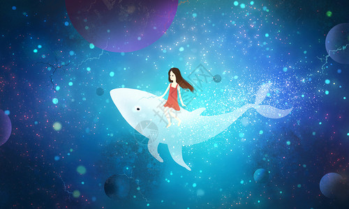 梦幻星空海豚背景图片