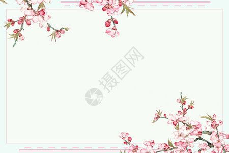 粉嫩边框小清新樱花背景设计图片