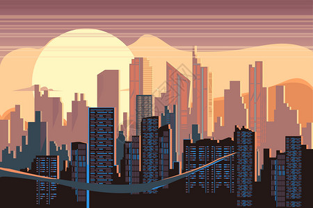 曼哈顿全景风景建筑城市矢量插画插画