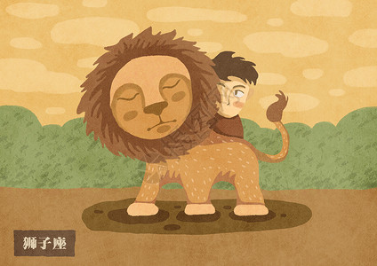 狮子座插画背景图片
