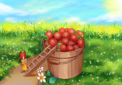 春天草莓小人高清图片