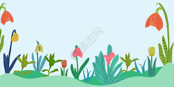 春天鲜花绿叶背景图片