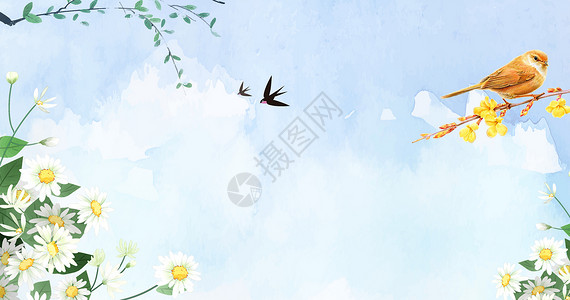 四月五踏青春节花朵背景素材设计图片