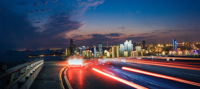 天桥夜景汽车海报背景设计图片