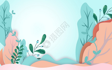 彩色海洋植物活动海报背景设计图片