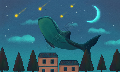 夜晚鲸梦背景图片