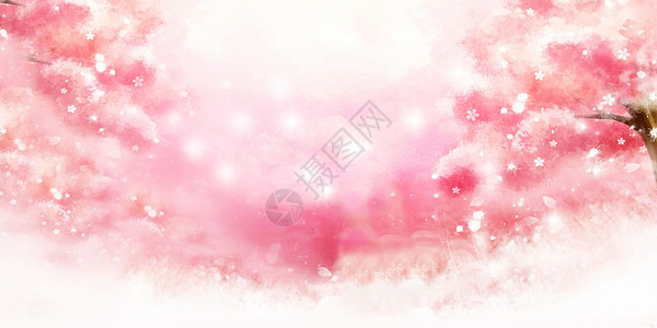 粉色桃花花瓣樱花唯美背景设计图片