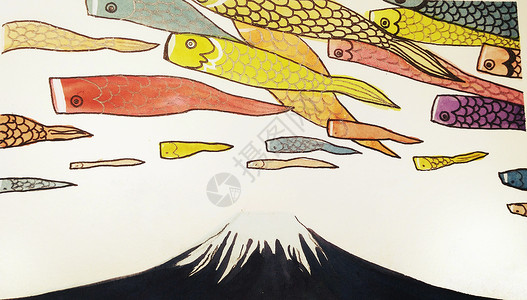 日式鲤鱼旗和风治愈插画插画