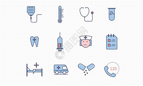 卫生院医疗图标插画