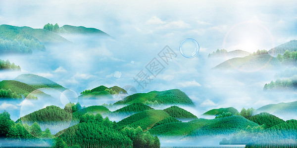 云雾素材PS群山环绕设计图片