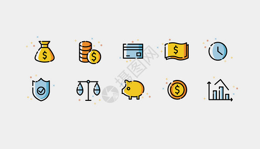一瓶硬币金融图标icon插画