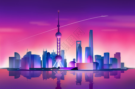 东方明珠塔建筑上海外滩插画