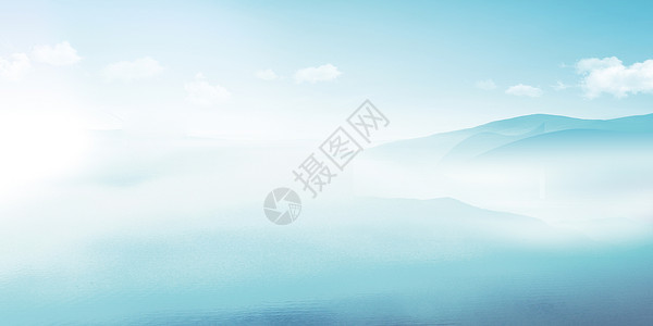 蓝色彩雾唯美景色背景设计图片