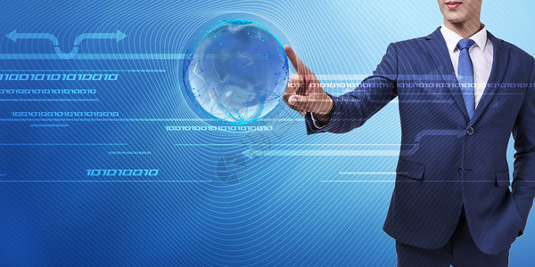 手指点球的商务科技男人背景图片