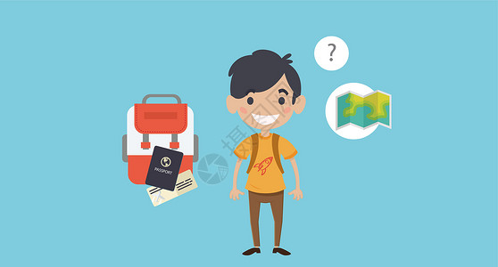 旅行物品旅游矢量图标icon插画