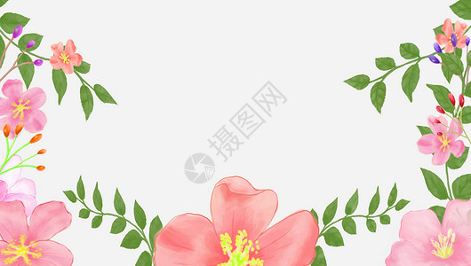 紫绿花纹贺卡花卉植物素材插画
