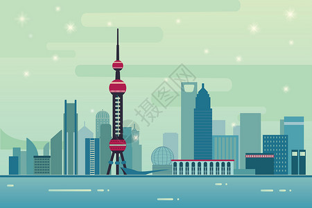 东方明珠广播电视塔上海矢量建筑插画