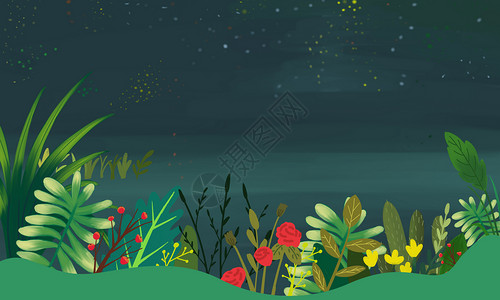 水粉背景素材绿叶背景素材插画