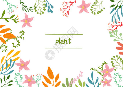 植物背景手绘植物花圈高清图片