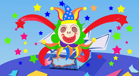 弹簧玩具愚人节小丑插画插画