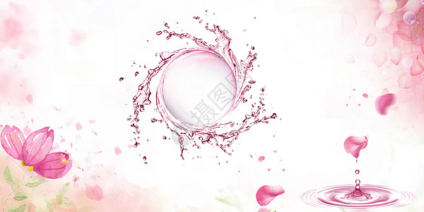 水珠元素花卉美妆背景设计图片