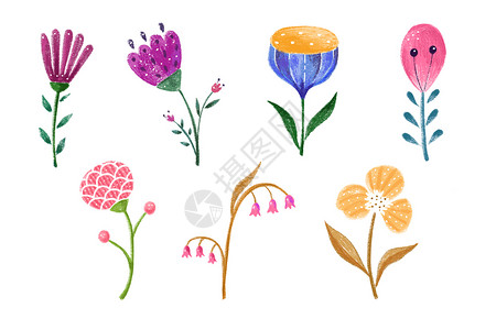喇叭花花朵手绘花卉素材插画