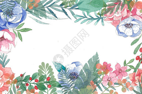 手绘春天的花朵花卉植物背景设计图片