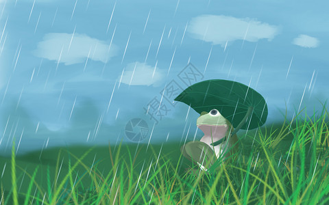 野外下雨谷雨插画