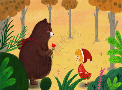 棕色裙子我和小熊有个约会插画