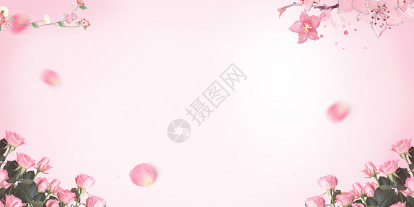 七夕浪漫玫瑰粉色鲜花创意背景设计图片