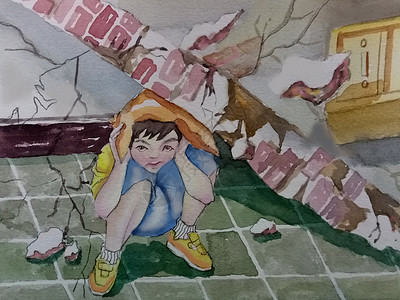 地震中的小男孩背景图片