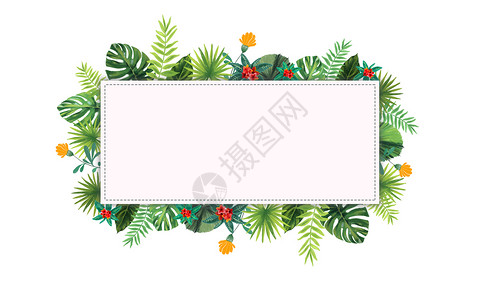 手绘叶子装饰框背景图片