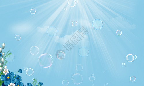 蓝色光感气泡唯美气泡背景设计图片