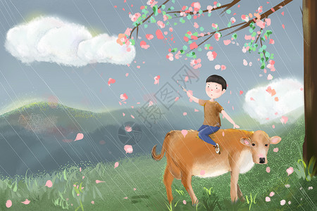 清明节踏青落花雨高清图片