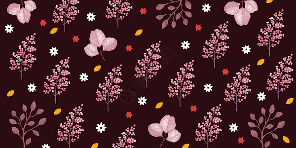 粉色黄色小花花卉背景图插画