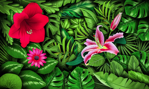 红色花的照片植物花卉背景插画